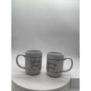 Life is Good Mug Royal Norfolk 4.5 Inch Black and White Set Of Two